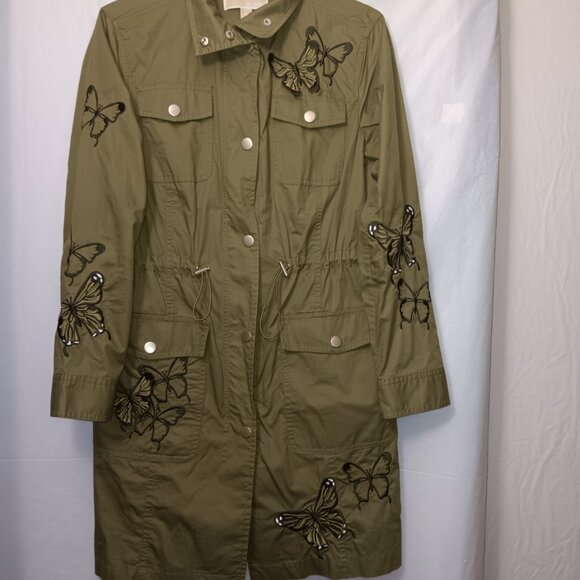 MICHAEL MICHAEL KORS LIGHTWEIGHT BUTTERFLY EMBROIDERED UTILITY JACKET - Picture 13 of 13